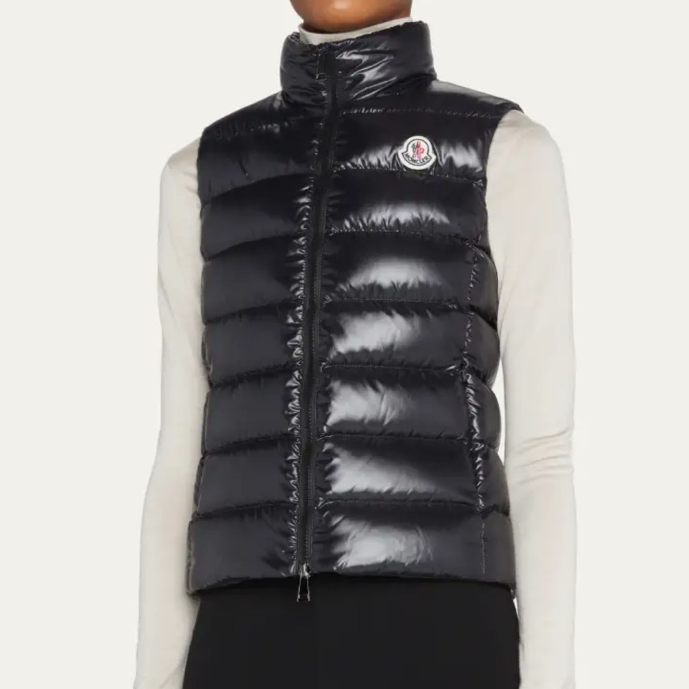 NWOT Moncler Ghany Shiny Quilted Puffer Vest - Navy Size 0